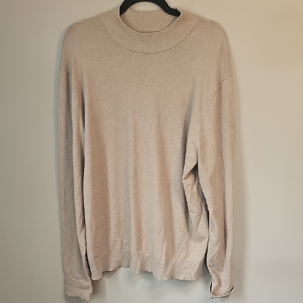 Perry Ellis Men's Mockneck Sweater in Light Beige
